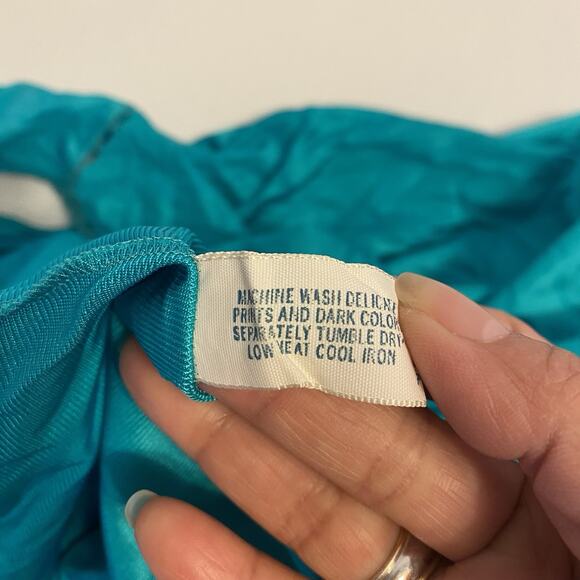 Vtg VanityFair Nightgown Robe Peignoir 2PC Set Nylon Lace Turquoise USA Fairy M - Picture 6 of 14